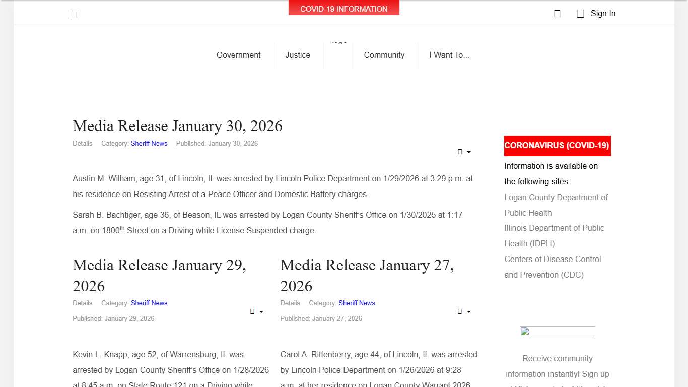 Logan County, Illinois - Sheriff News