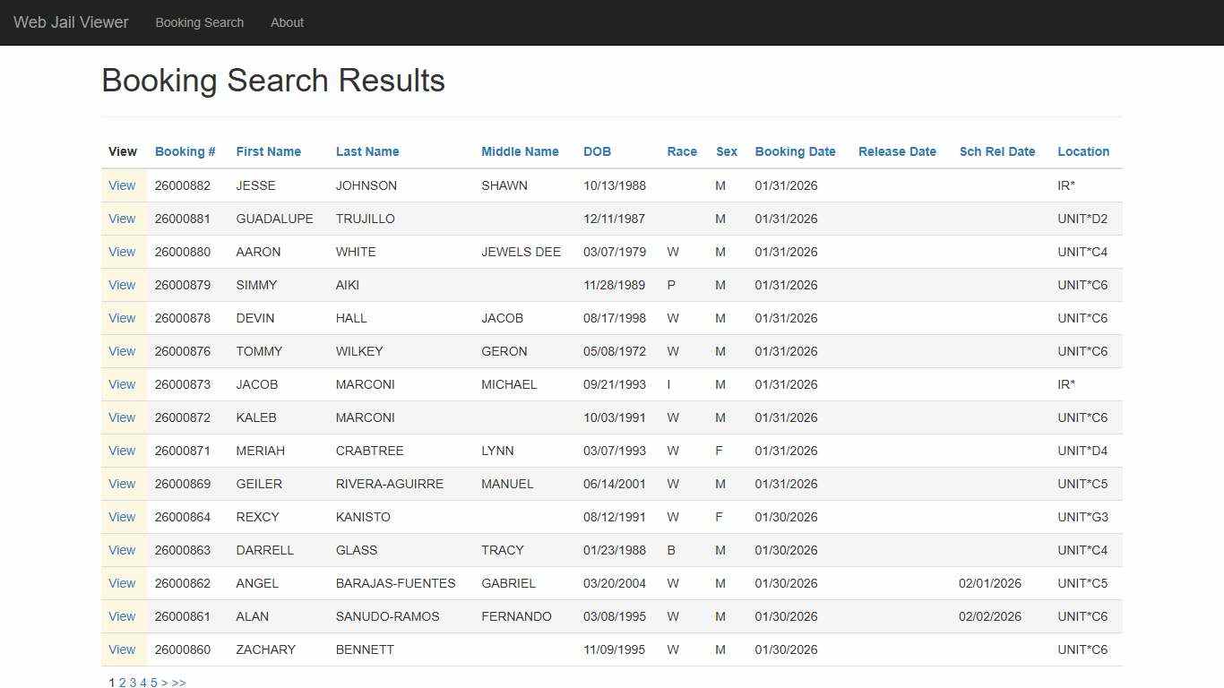 BookingSearchDetail - Web Jail Viewer
